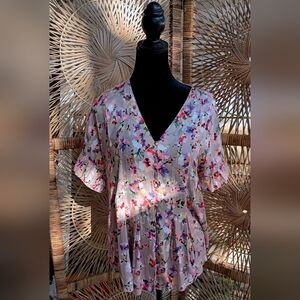 Dolan Anthropologie Floral V-Neck Women's Top_Med